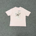Derschutze Vintage Architectural Embroidery Short-Sleeve Unisex Loose-Fit Pure Cotton Crew Neck Pink T-Shirt Top