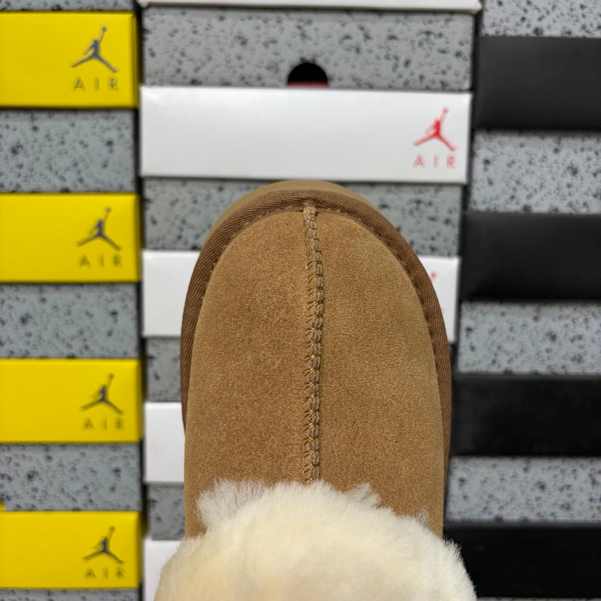 UGG Disco Slide Platform Mule – Women's Sherpa-Lined Suede Slide with Logo Strap in Chestnut