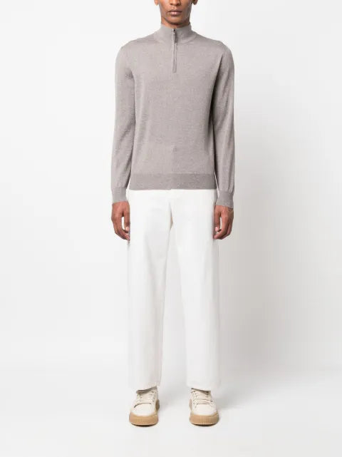Canali zip-detail merino jumper