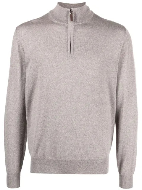 Canali zip-detail merino jumper