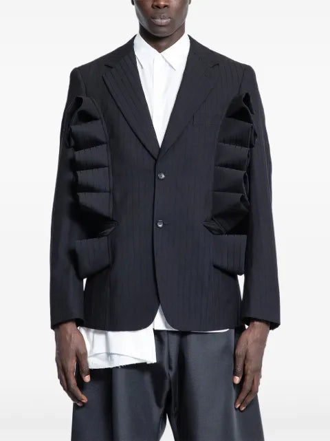 Comme des Garçons Homme Plus ruffled pinstripe blazer
