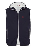 Brunello Cucinelli bonded nylon hooded vest with Thermore® padding and logo