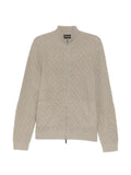 Emporio Armani diamond-textured zip-up cardigan