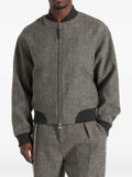 Manière De Voir Leandro in grey herringbone wool bomber jacket