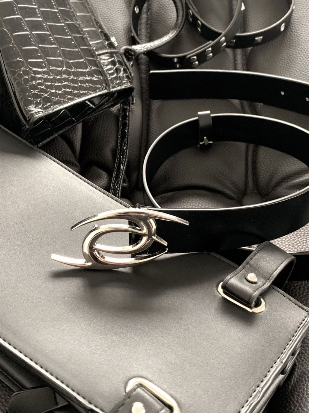 Akiyama Vortex Metal Buckle Leather Belt Punk Avant-Garde Waist Belt
