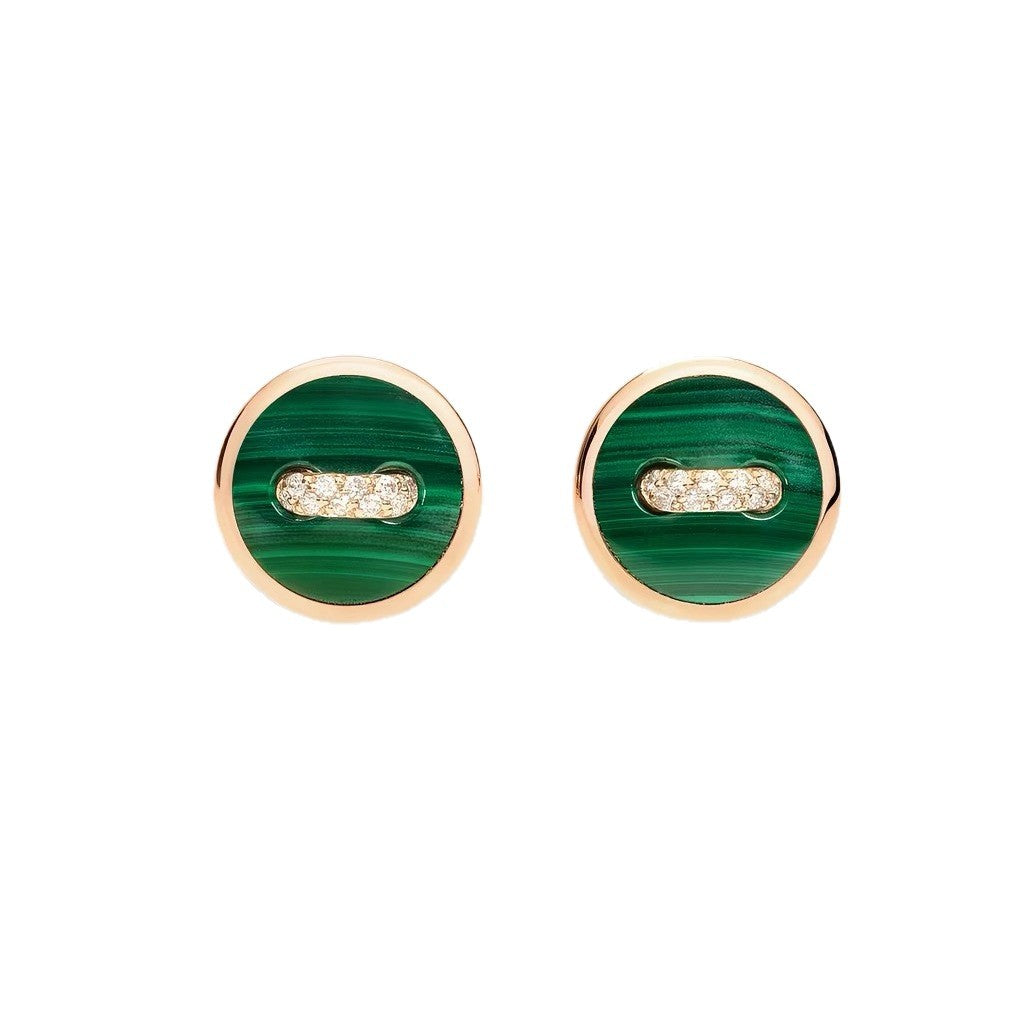 Pomellato Style Malachite Cubic Zirconia 18K Gold-Plated Earrings