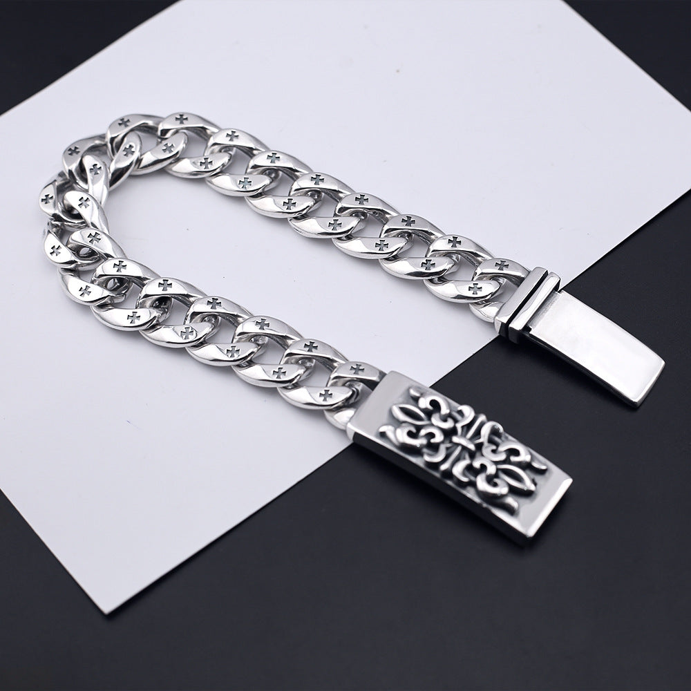 Chrome Hearts distressed butterfly flower cross bracelet
