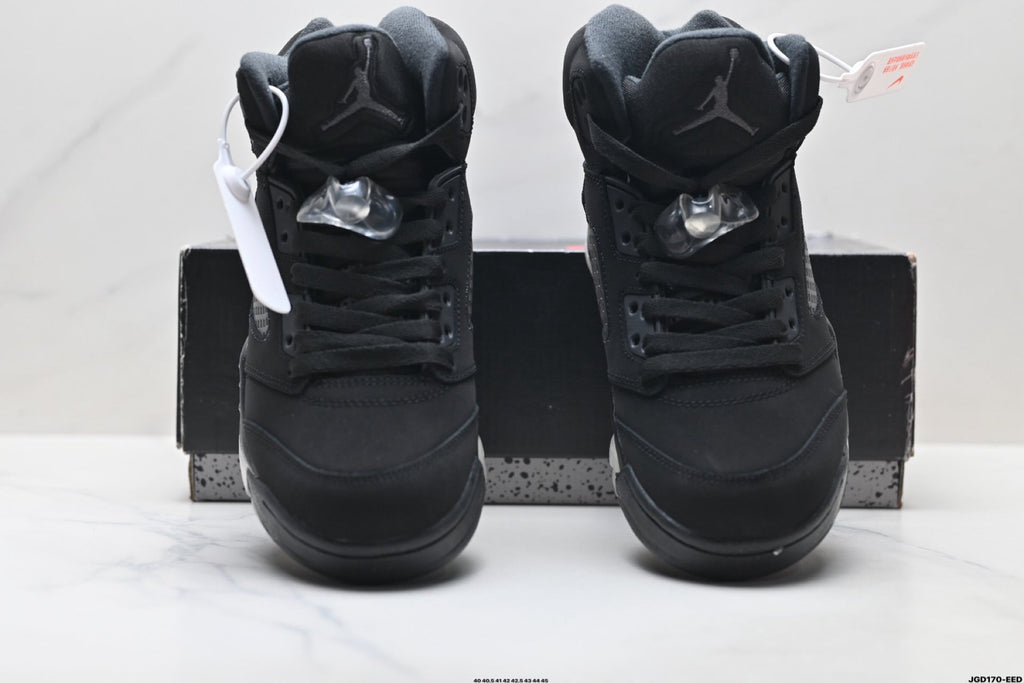 Air Jordan 5 Retro Black Metallic Silver Sneakers