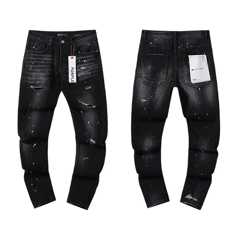 Purple Brand Black Paint Splatter Distressed Jeans