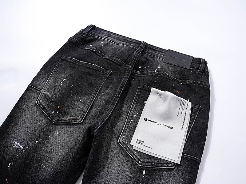 Purple Brand Black Paint Splatter Distressed Jeans