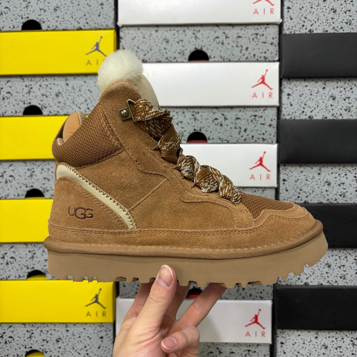UGG Classic Hiker Women's Boot – Suede & Textile Hiker Boot with Shearling Lining, Braided Rope Lace & Classic Sunburst Sole in Chestnut
