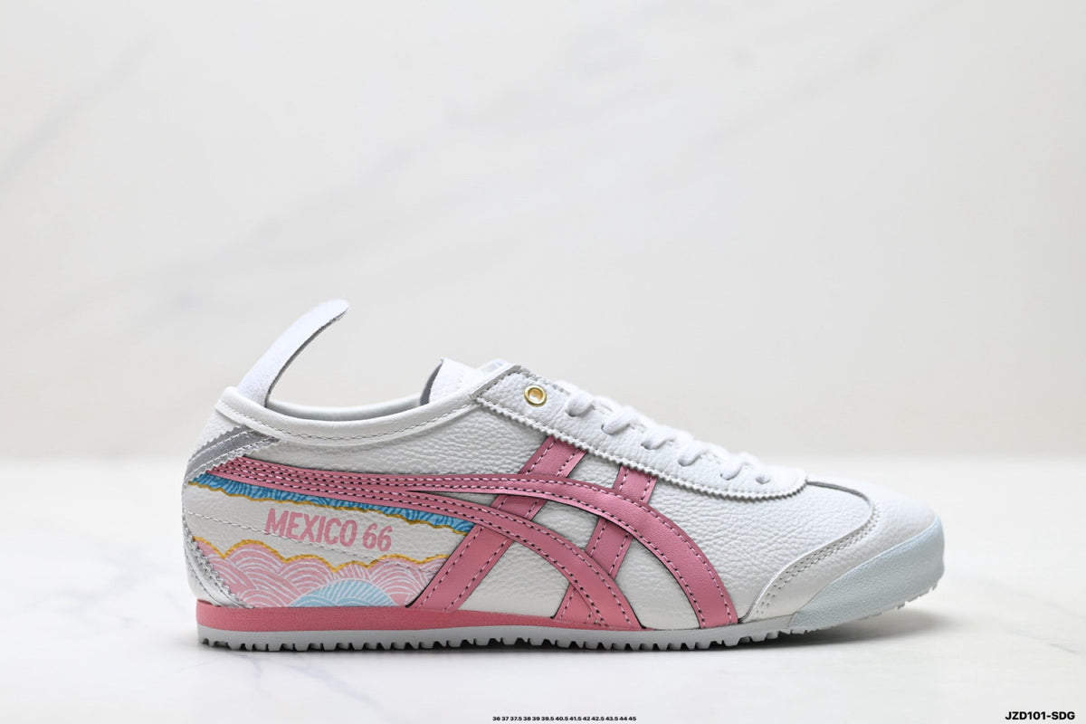 Onitsuka Tiger Retro Low Top White Pink Silver Unisex Shoes Style 02