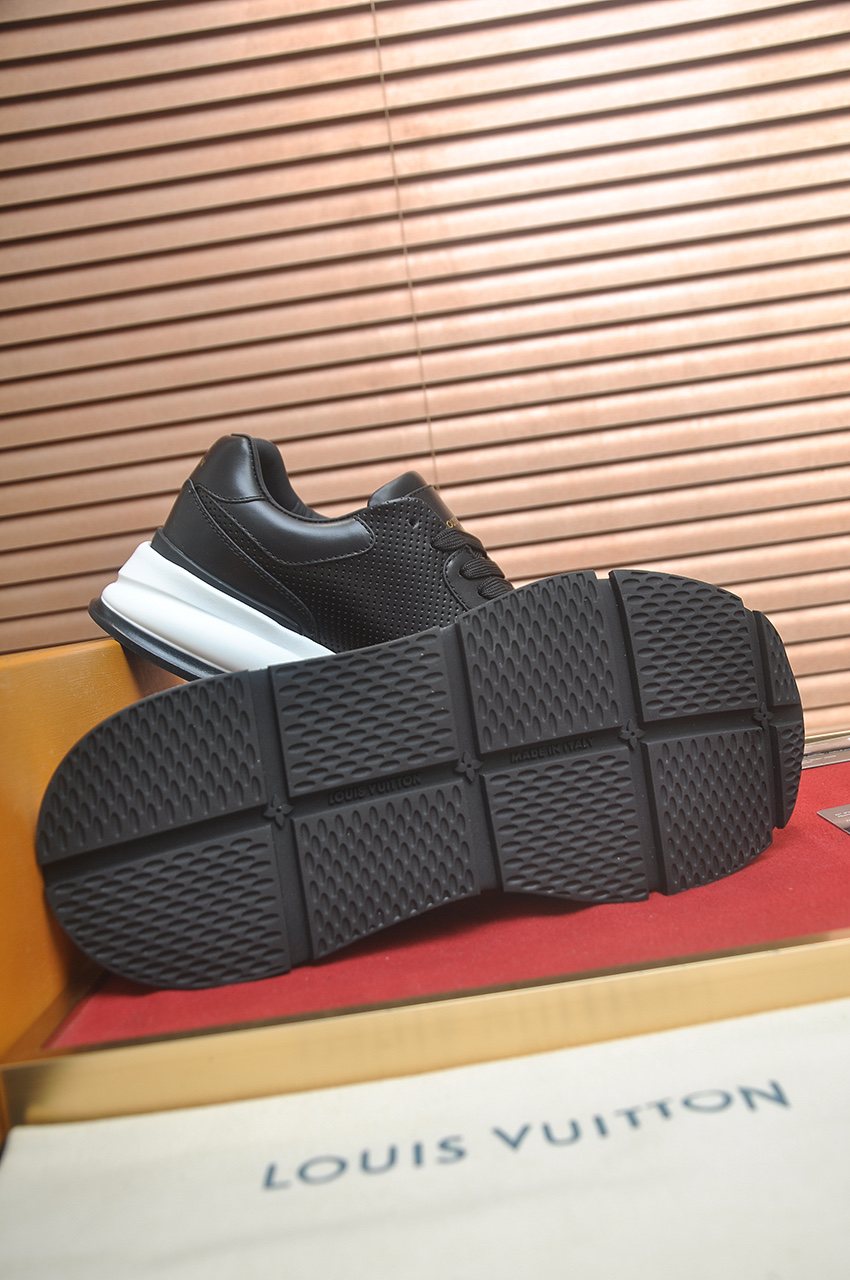 Louis Vuitton Black and White Low-Top Sneakers - Perforated Toe Detail