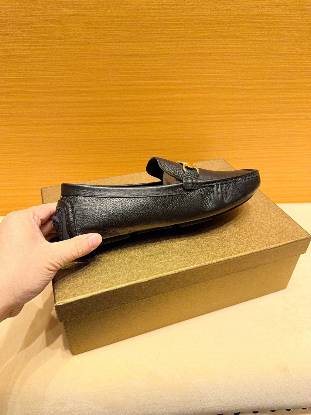 Versace Men's Black Textured Hardware Loafers
