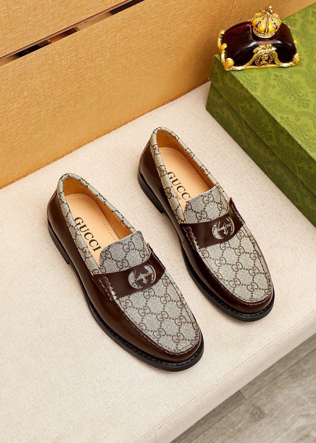 Gucci Patent Monogram Loafers