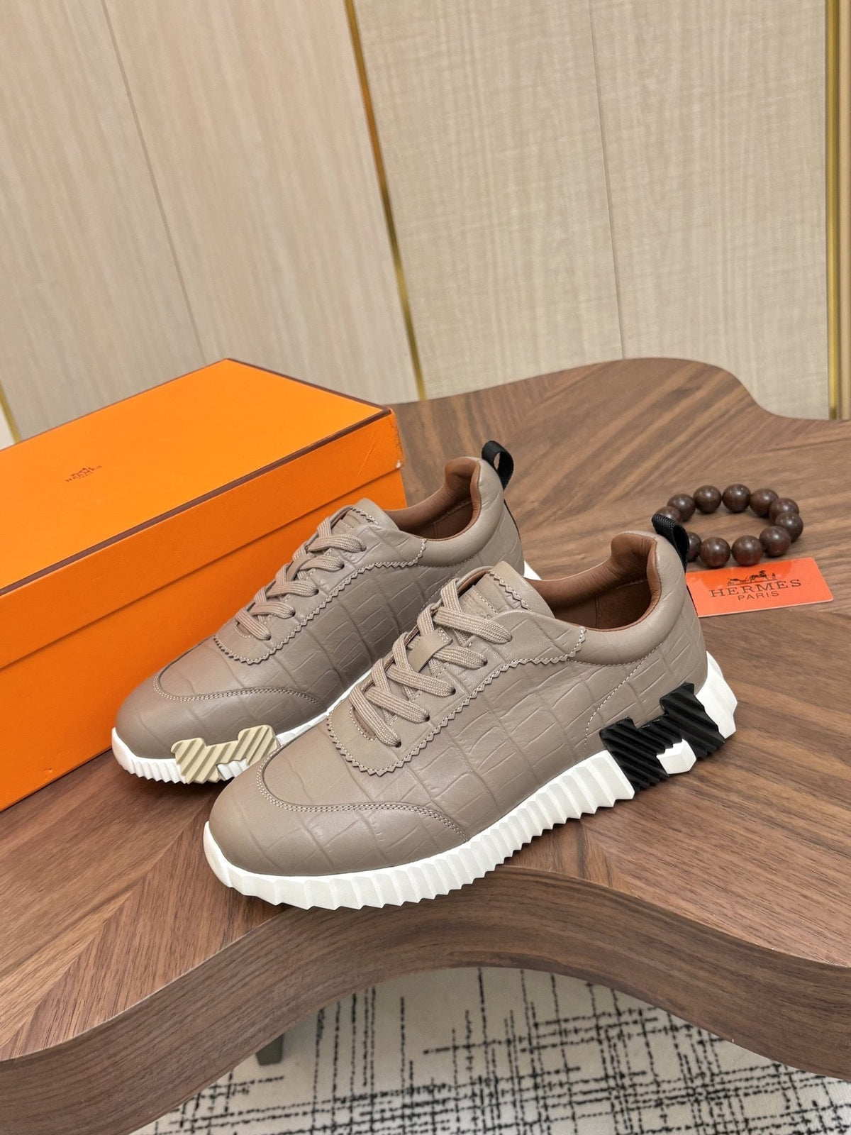 Hermes Paneled Low-Top Sneakers