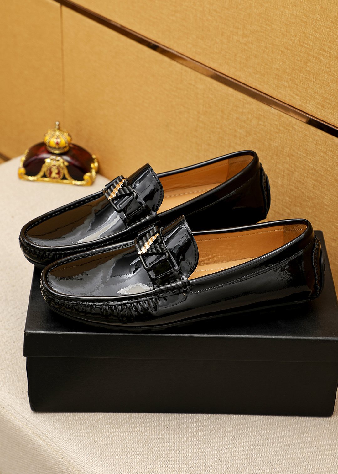 Giorgio Armani Black Leather Driving Loafers