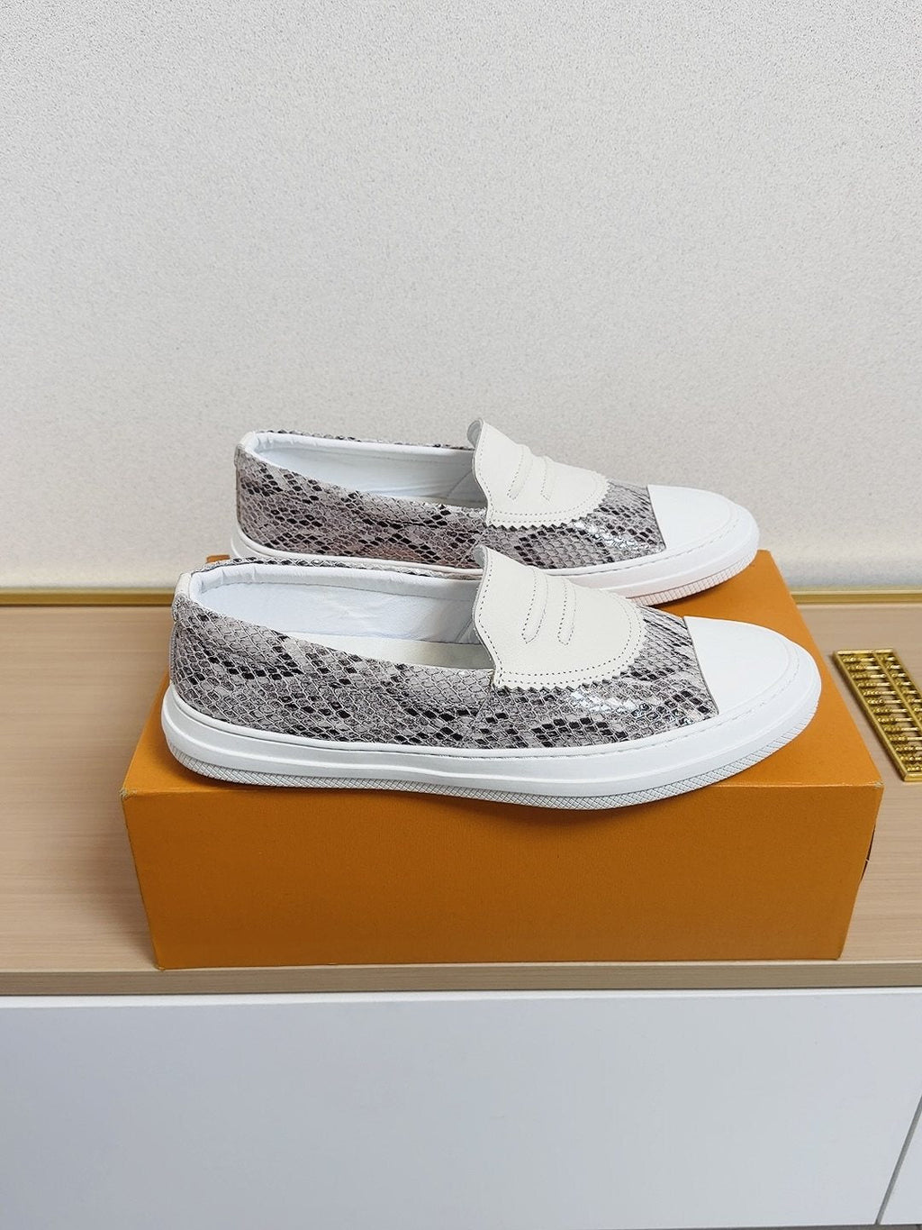 Gucci White-Toe Slip-On Shoes
